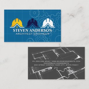 Hard Hat Builder Logo Blaupause Immobilien Visitenkarte