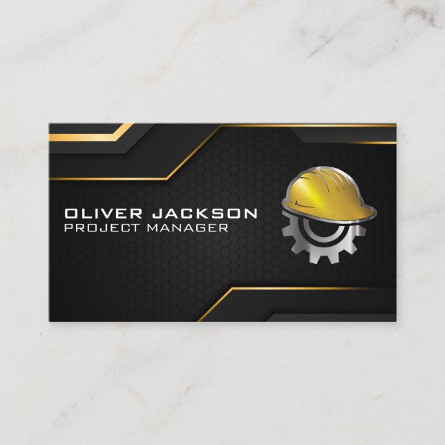 Hard Hat Gear Logo | Black Gold Hintergrund Visitenkarte (Vorderseite)