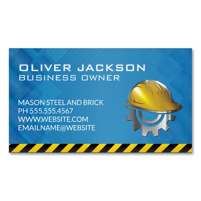 Hard-Hat-Logo | Builder Magnetische Visitenkarte (Vorderseite)