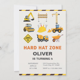 Hard Hat Zone Construction Site Birthday Party Einladung