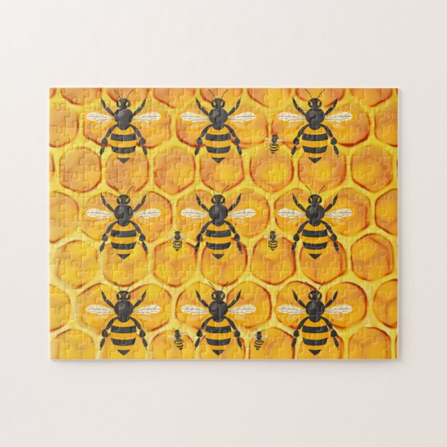 Hard Impossible Honeycomb mit Bienen (Horizontal)