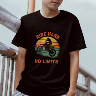Hard No Limits Retro Sunset Graphic Tee for Bikers