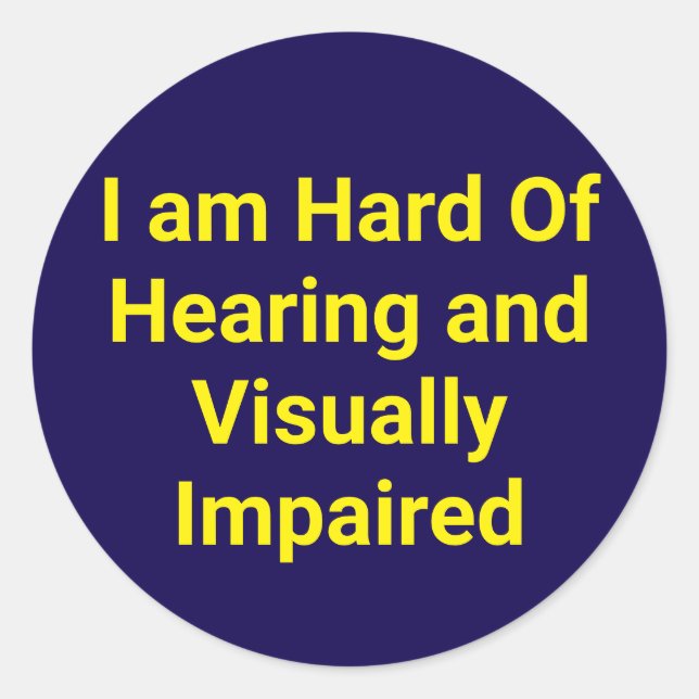 Hard of Hearing and Visually Impaired Blue Runder Aufkleber (Vorderseite)