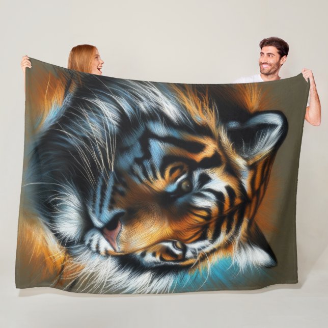 Hard Pastel Tiger auf Tan Fleecedecke (Beispiel)