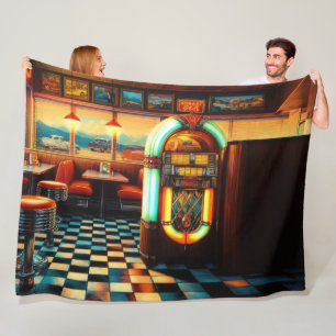 Hard Pastel Zeichne in der Diner Jukebox der 50er  Fleecedecke