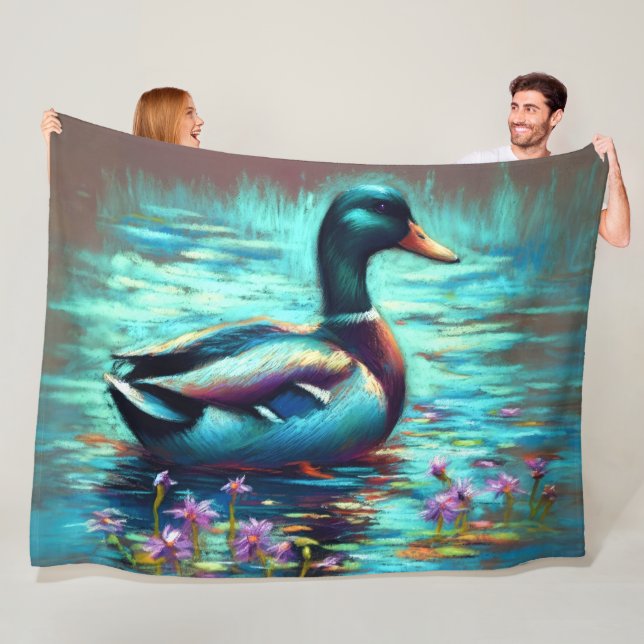 Hard Pastel Zeichne Mallard Duck Fleecedecke (Beispiel)