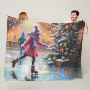 Hard Pastel Zeichne Weihnachteis-Skaten Fleecedecke