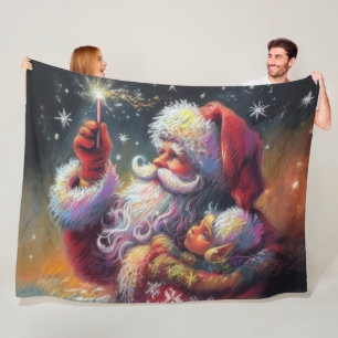 Hard Pastel Zeichne Weihnachts-Weihnachtself Fleecedecke