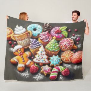 Hard Pastel Zeichne Weihnachts-Weihnachtskeks Fleecedecke