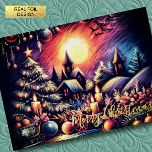 Hard Pastel Zeichne Weihnachtslandschaft