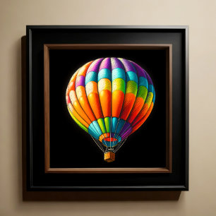 Hard Pastel Zeichnend farbenfroher Heißluftballon Poster