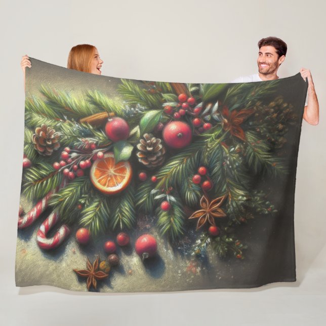 Hard Pastel Zeichnend Weihnachtsgrün Fleecedecke (Beispiel)