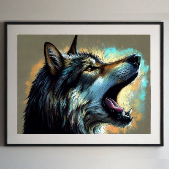 Hard Pastel Zeichnend Wolf Howling Poster (Von Creator hochgeladen)