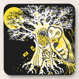Hard Plastic Coaster – Urban Tree Owl & Wealth  Getränkeuntersetzer