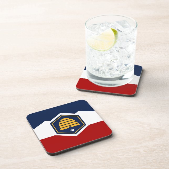 Hard plastic coaster with flag of Utah, USA Getränkeuntersetzer (Rechte Seite)