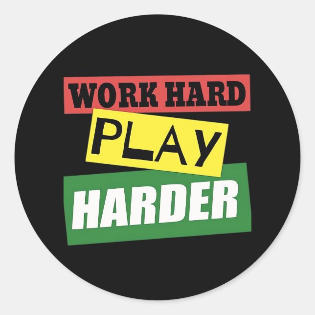 Hard Play Hard Essential Trend Runder Aufkleber (Vorderseite)