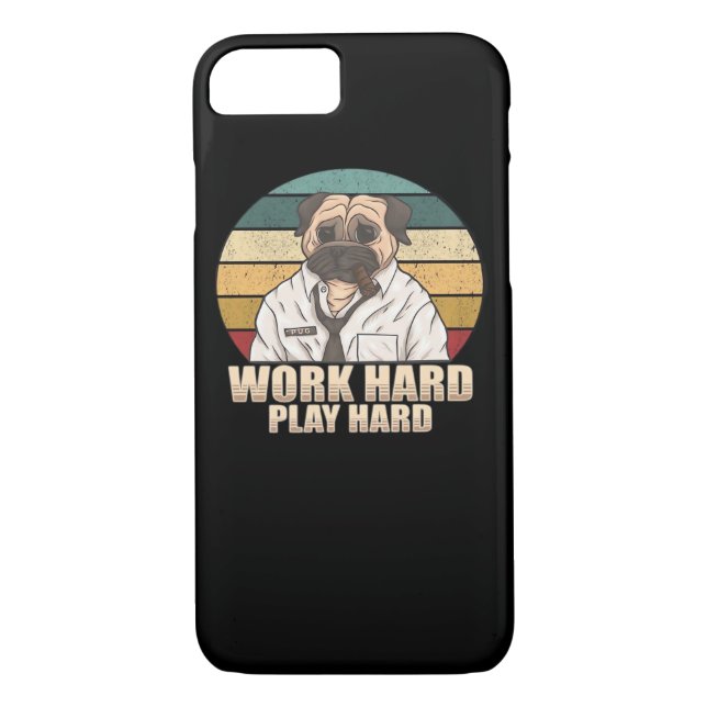 Hard Play Hard Mops Classic Case-Mate iPhone Hülle (Rückseite)