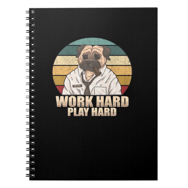 Hard Play Hard Mops Classic Notizblock (Vorderseite)