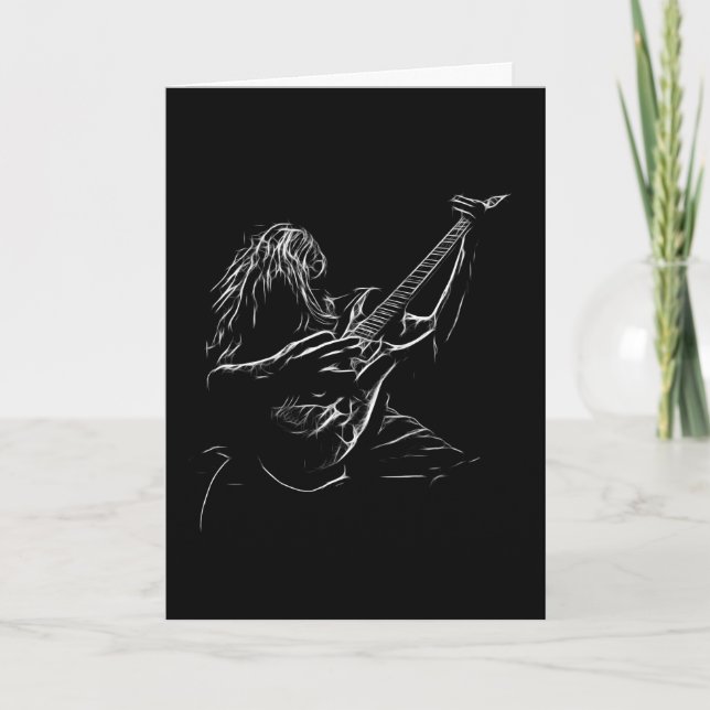 Hard Rock Heavy Metal Art Guitariste carte d'anniv (Devant)