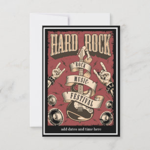 Hard Rock Music Festival Invitation Carte Flat