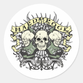 Hard Rock Skull und Gitarren Runder Aufkleber