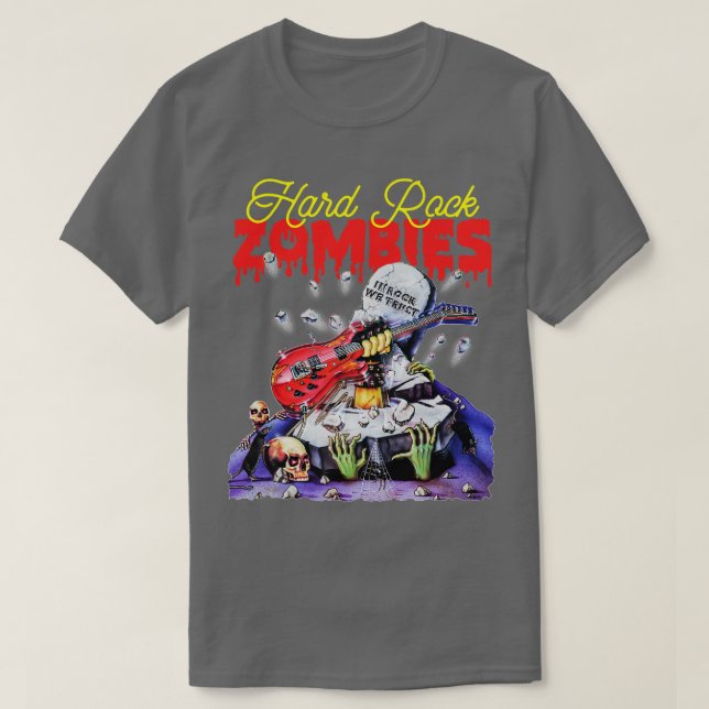 Hard Rock Zombies 80er Klassischer Horror Fan Art T-Shirt (Design vorne)