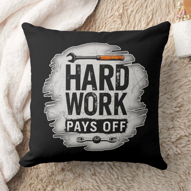 Hard Work Pays Off Grunge Worker Design Kissen (Decke)