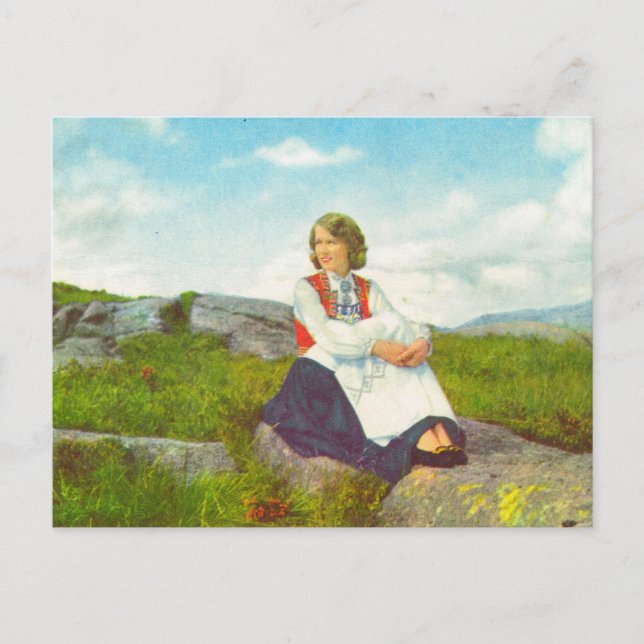 Hardanger-Kostüm, Norwegisches Vintage-Bild, Postkarte (Vorderseite)