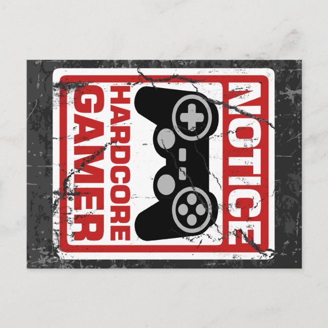 Hardcore Gamer Notice-Signboard Postkarte (Vorderseite)