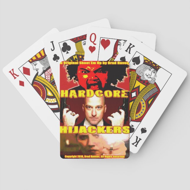 Hardcore Hijackers Poster auf Spielkarten (Rückseite)