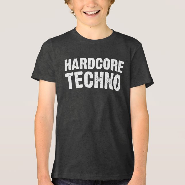 Hardcore Techno Distressed logo design Tri-Blend Shirt (Vorderseite)