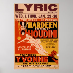 HARDEEN Magicien Mentaliste VAUDEVILLE Poster