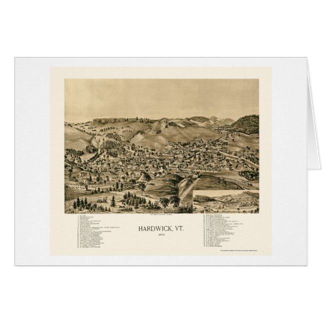 Hardwick, panoramische Karte VT - 1892 (Vorderseite (Horizontal))
