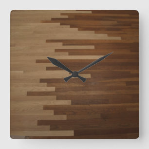 Hardwood Floor Wall Clock Quadratische Wanduhr