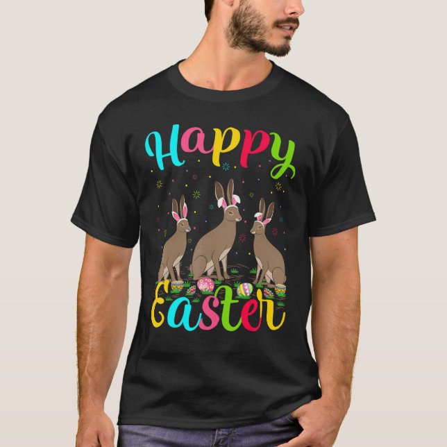 Hare Funny Easter Egg Hare Happy Oaster T-Shirt (Vorderseite)