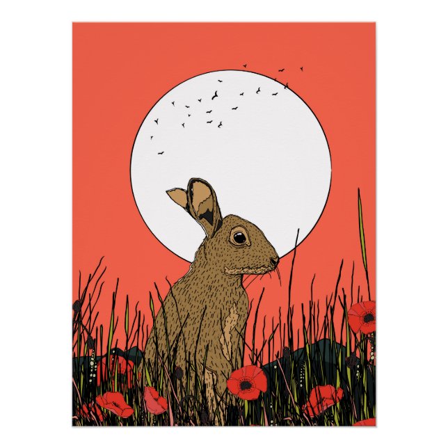 Hare in the Poppies Poster (Vorderseite)