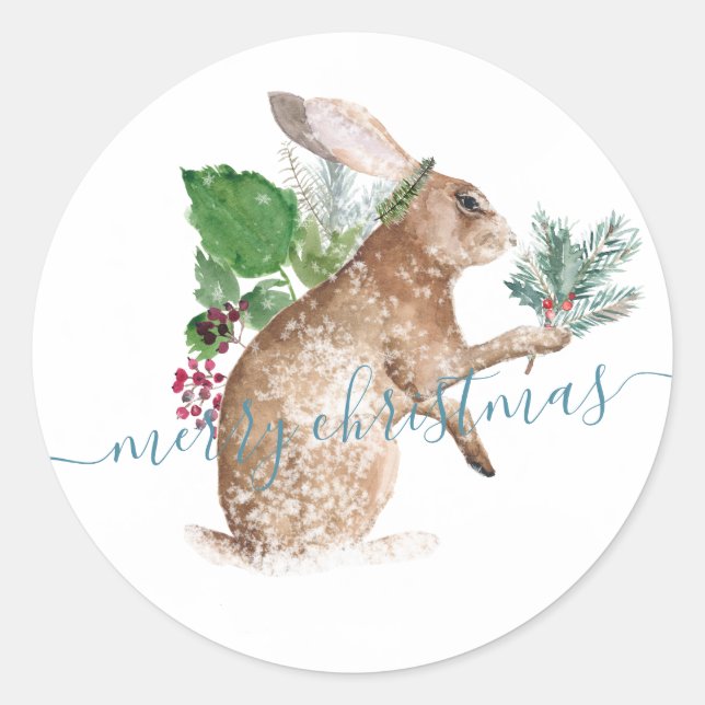 Hare Kaninchen zu Weihnachten verkleidet Runder Aufkleber (Vorderseite)