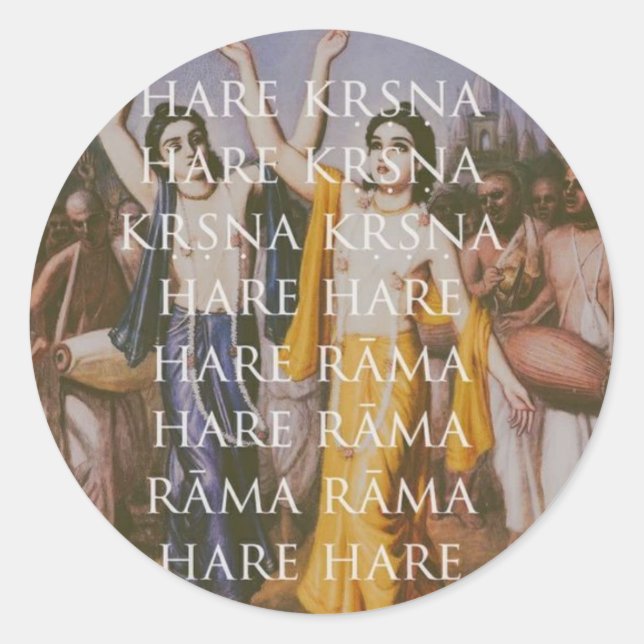 Hare Krishna Hare Rama Runder Aufkleber (Vorderseite)