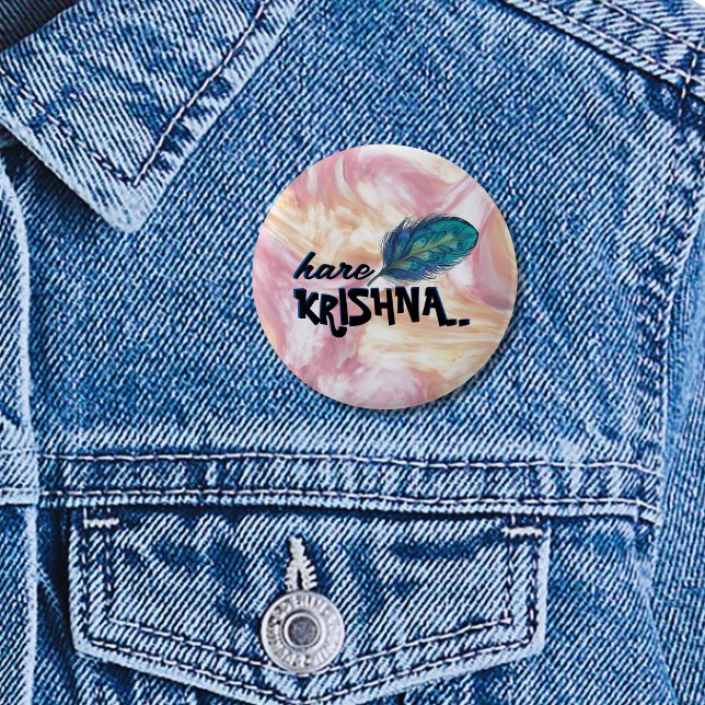 "Hare Krishna" Peacock Feather Hindu Button (Von Creator hochgeladen)