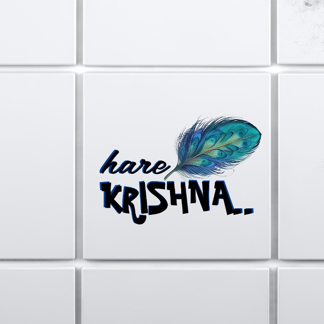 "Hare Krishna" Peacock Feather Hindu Fliese (Von Creator hochgeladen)