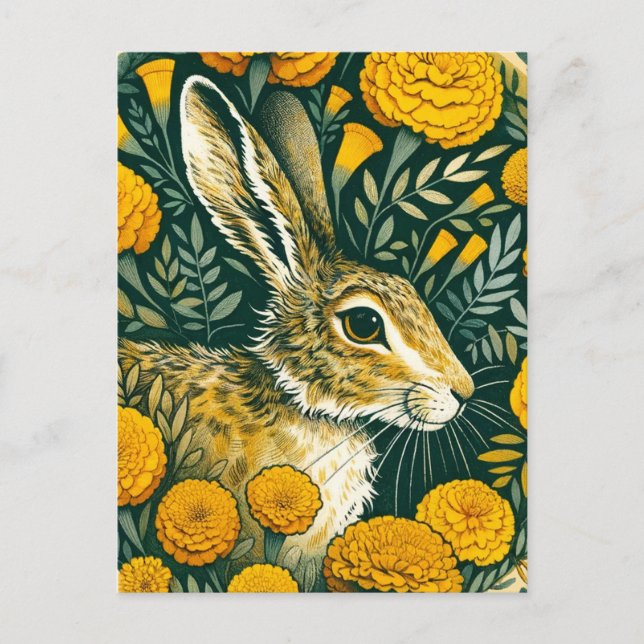 Hare Marigold Feiertagspostkarte (Vorderseite)