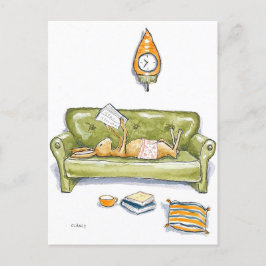 Hare on Couch Postkarte