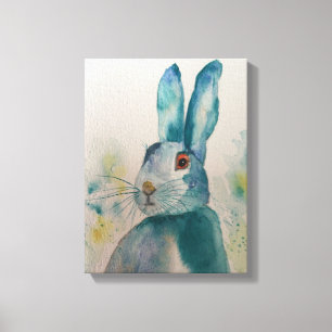 Hare Rabat Aquarelle Bleu toile Imprimer