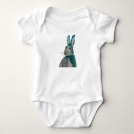 Hare Rabbit Watercolor Blue Baby Strampler