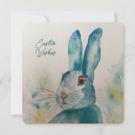 Hare Rabbit Watercolor Blue Oaster Card