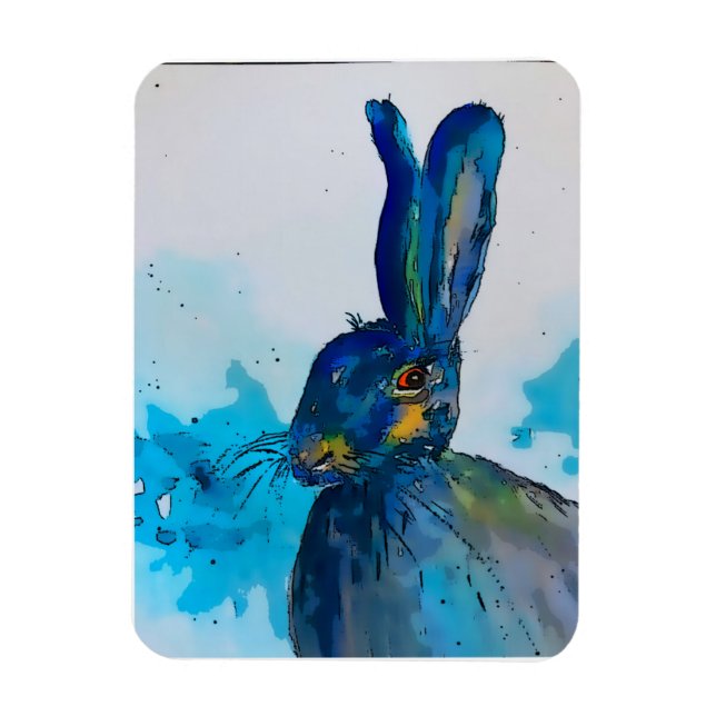 Hare Rabbit Watercolor Magnet (Vertikal)