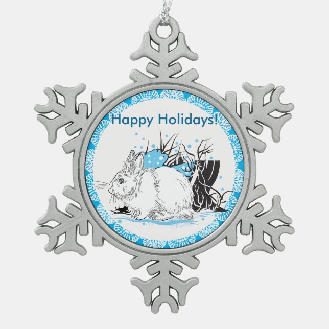 Hare Schneeflocken Zinn-Ornament (Vorderseite)