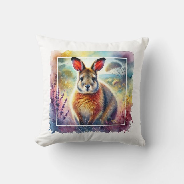 Hare Wallaby 030924AREF125 - Watercolor Kissen (Vorderseite)