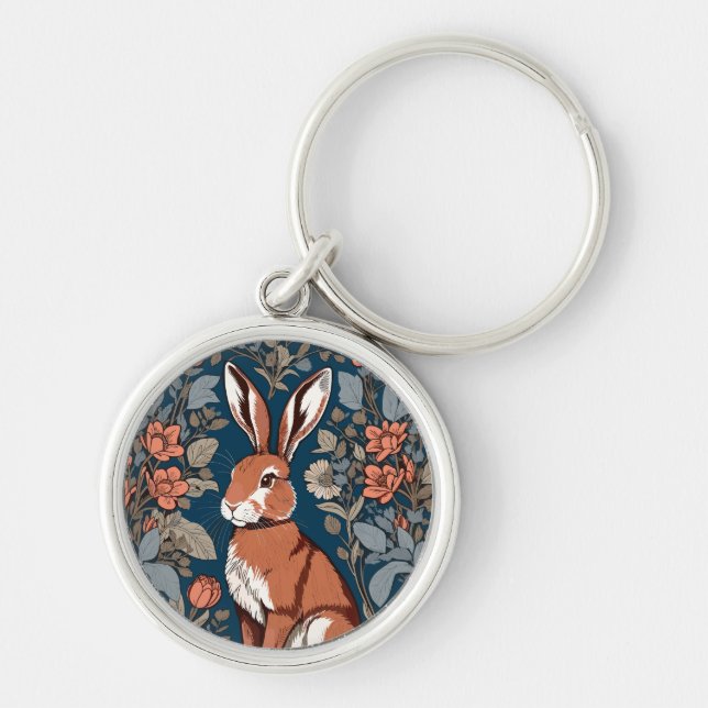 Hare William Morris Inspirierte floral Schlüsselanhänger (Vorne)