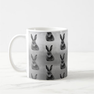 Hare zeichne schwarz-weiß kaffeetasse
